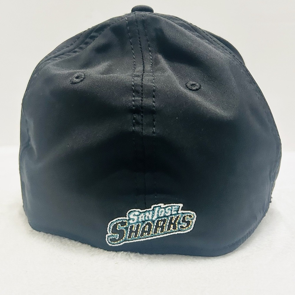 Fanatics San Jose Sharks Logo Stretch Flex Fit Hat Cap S/M Black NHL Hockey - Picture 4 of 5